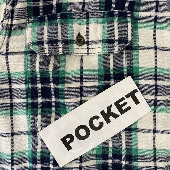 Flannel Shirt Womens 3X Duster Shacket Green Cottage Grunge Art Upcycle Peasant - Picture 16 of 16